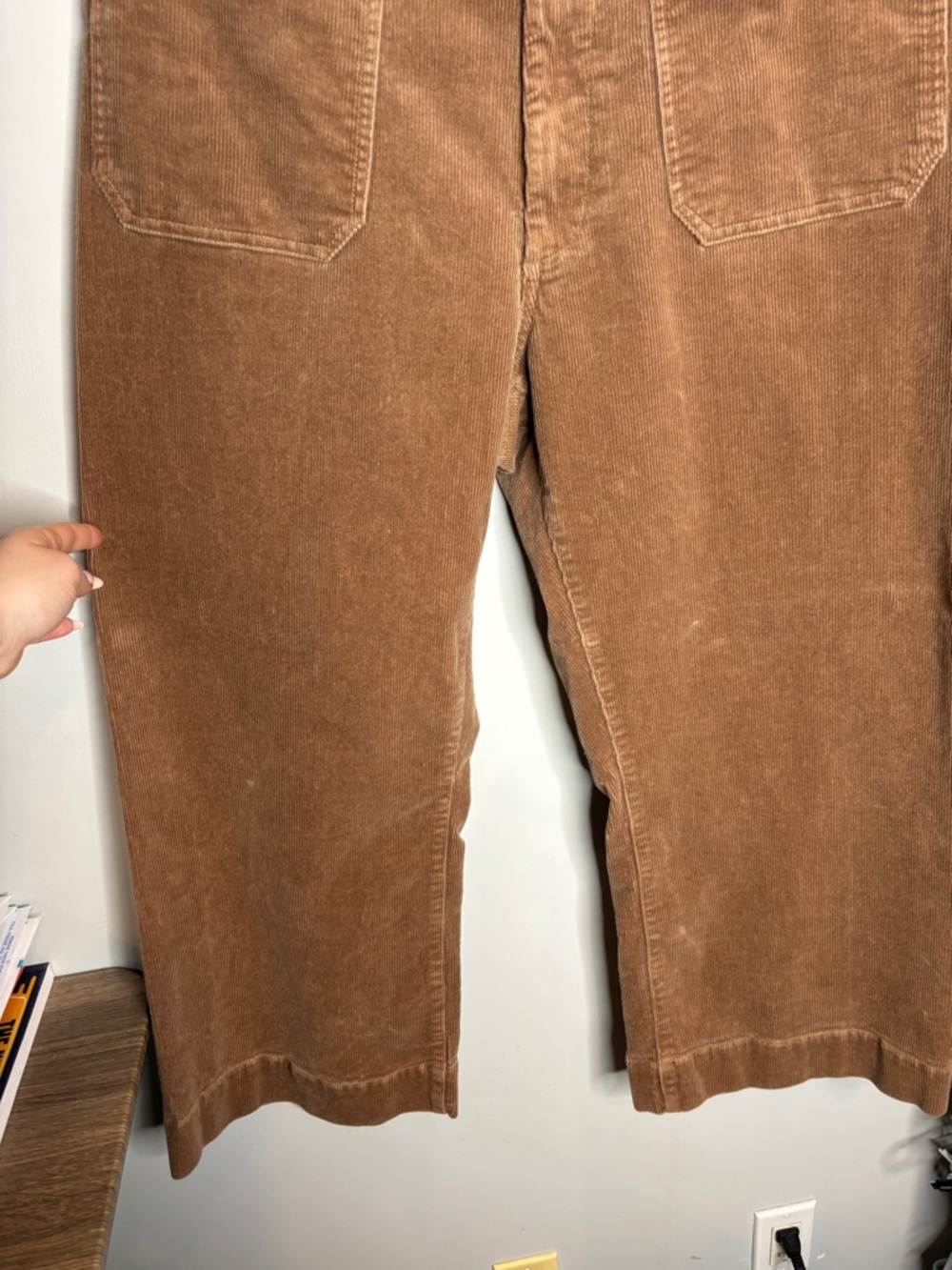 Quince Organic Stretch Corduroy Cropped Wide Leg Pants 16 Warm Brown - Picture 5 of 12